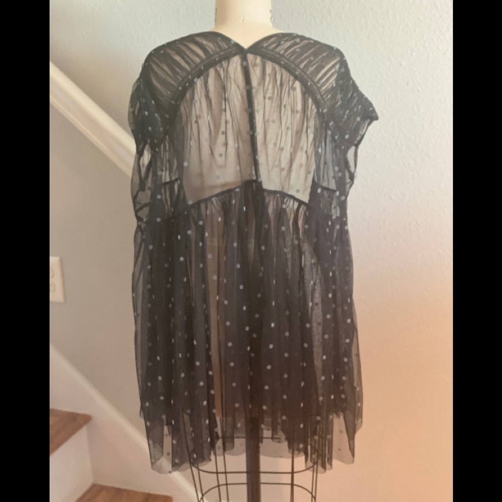 Free People Saya Mesh Dot Tunic Top Black Combo​​​​​​​​​​ - Picture 11 of 11